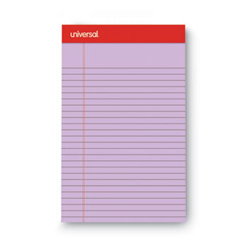 Universal Colored Perforated Ruled Writing Pads, Narrow Rule, 50 Orchid 5 x 8 Sheets, Dozen