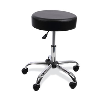 Alera&#174; Height Adjustable Lab Stool, Backless, Supports Up to 275 lb, 19.69&quot; to 24.80&quot; Seat Height, Black Seat, Chrome Base