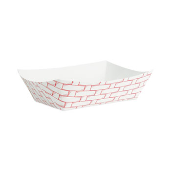 Boardwalk Paper Food Baskets, 2.5 lb Capacity, Red/White, 500/Carton