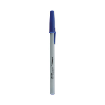 Universal Ballpoint Pen, Stick, Fine 0.7 mm, Blue Ink, Gray Barrel, Dozen