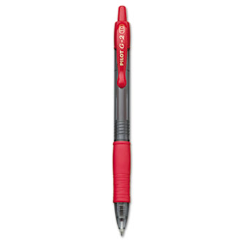 Pilot&#174; G2 Premium Retractable Gel Ink Pen, Bold Point, Refillable, Red Ink, 1mm, Dozen