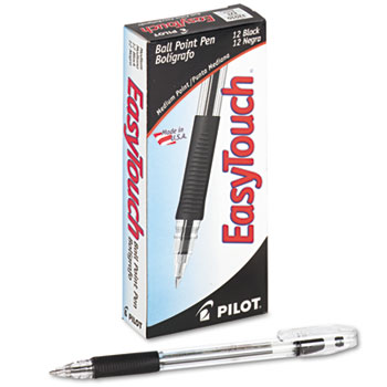 Pilot&#174; EasyTouch Ball Point Stick Pen, Black Ink, 1mm, Dozen