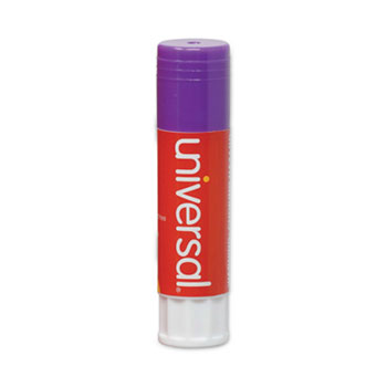 Universal Glue Stick, 0.74 oz, Applies Purple, Dries Clear, 12/Pack
