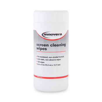 Innovera&#174; Antistatic Screen Cleaning Wipes in Pop-Up Tub, 120/Pack