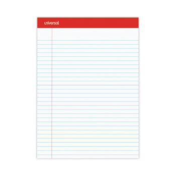 Universal Perforated Ruled Writing Pads, Wide/Legal Rule, Red Headband, 50 White 8.5 x 11.75 Sheets, Dozen