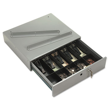 PM Company&#174; SecurIT&#174; Steel Cash Drawer w/Alarm Bell &amp; 10 Compartments, Key Lock, Stone Gray