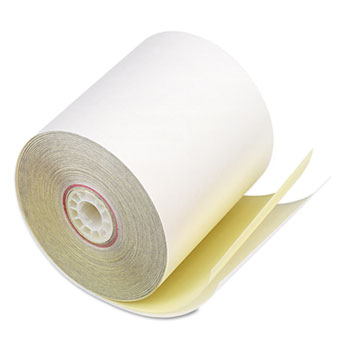 PM Company Paper Rolls, Two Ply Receipt Rolls, 3&quot; x 90 ft, White/Canary , 50/Carton