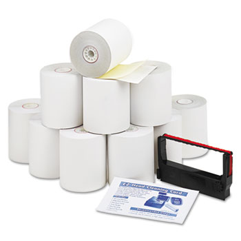 PM Company Paper Rolls, Credit Verification Kit, 3&quot; x 90 ft, White/Canary, 10/Carton