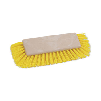 Boardwalk&#174; Dual-Surface Scrub Brush, Yellow Polypropylene Bristles, 10&quot; Brush, Plastic Handle