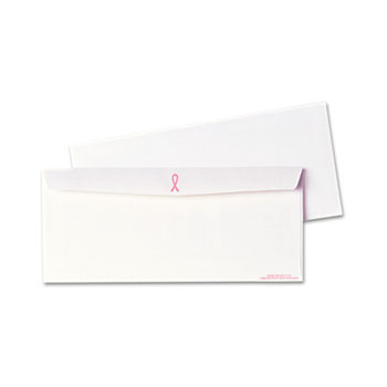 Quality Park Breast Cancer Awareness Envelope, Contemporary, #10, White/Pink Ribbon, 500/Box