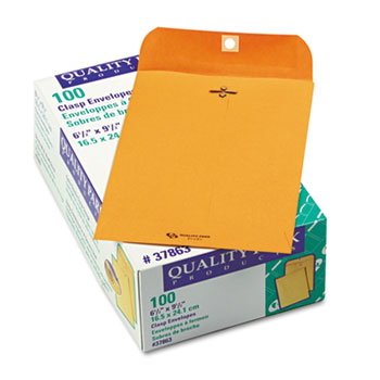 Quality Park™ Clasp Envelope, 6 1/2 x 9 1/2, 28lb, Brown Kraft, 100/BX