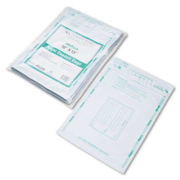 Quality Park™ Poly Night Deposit Bags w/Tear-Off Receipt, 10 x 13, Opaque, 100 Bags/Pack