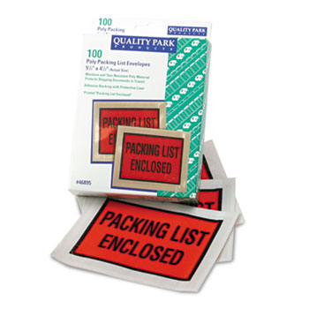 Quality Park™ Full-Print Self-Adhesive Packing List Envelope, Orange, 5 1/2 x 4 1/2, 100/Box