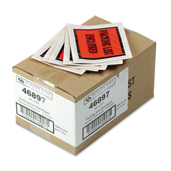 Quality Park™ Full-Print Self-Adhesive Packing List Envelope, Orange, 5 1/2 x 4 1/2, 1000/Box
