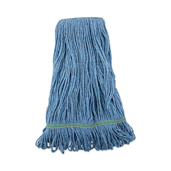 Boardwalk Super Loop Wet Mop Head, Cotton/Synthetic Fiber, 1&quot; Headband, Medium Size, Blue