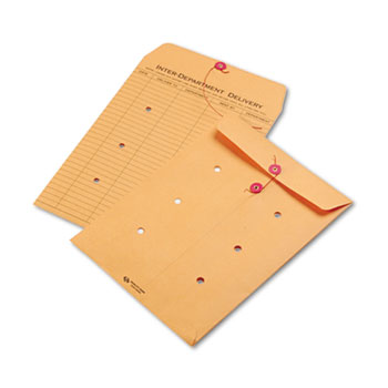 Quality Park™ Brown Kraft Kraft String &amp; Button Interoffice Envelope, 9 x 12, 100/Carton