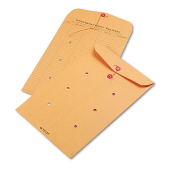 Quality Park™ Brown Kraft Kraft String &amp; Button Interoffice Envelope, 10 x 15, 100/Carton