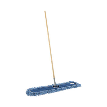 Boardwalk Dry Mopping Kit, 36 x 5 Blue Blended Synthetic Head, 60&quot; Natural Wood/Metal Handle