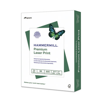 Hammermill Premium Laser Print Paper, 98 Bright, 32 lb Bond Weight, 8.5 x 11, White, 500/Ream