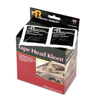 Read Right&#174; Tape Head Kleen Pad, Individually Sealed Pads, 5 x 5, 80/Box