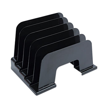 Universal Recycled Plastic Incline Sorter, 5 Sections, Letter Size Files, 13.25&quot; x 9&quot; x 9&quot;, Black