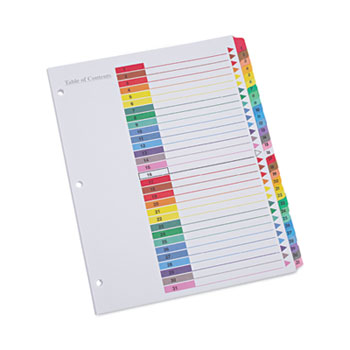 Universal Deluxe Table of Contents Dividers for Printers, 31-Tab, 1 to 31, 11 x 8.5, White, 1 Set