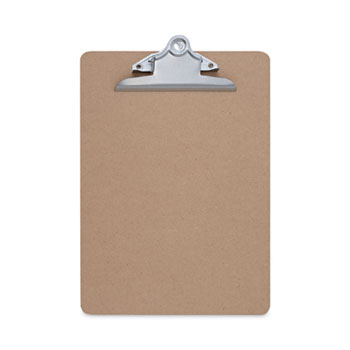 Universal Hardboard Clipboard, 1.25&quot; Clip Capacity, Holds 8.5 x 11 Sheets, Brown