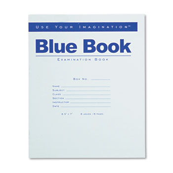 Roaring Spring Exam Blue Book, Legal Rule, 8-1/2 x 7, White, 8 Sheets/16 Pages