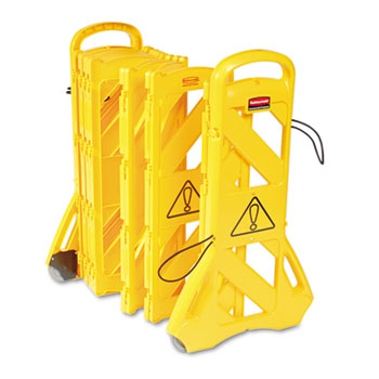 Rubbermaid&#174; Commercial Mobile Plastic Safety Barrier, 13 ft. x 40 in., Yellow