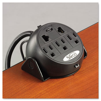 Safco&#174; Power Module, 3 Outlets, 2 RJ-45 Ports, 8 ft Cord