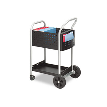 Safco&#174; Scoot Mail Cart, One-Shelf, 22w x 27d x 40-1/2h, Black/Silver