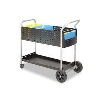 Safco&#174; Scoot Mail Cart, One-Shelf, 22-1/2w x 39-1/2d x 40-3/4h, Black/Silver