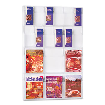 Safco&#174; Reveal Clear Literature Displays, 18 Compartments, 30w x 2d x 45h, Clear