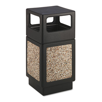 Safco&#174; Mayline&#174; Canmeleon Side-Open Receptacle, Square, Aggregate/Polyethylene, 38gal, Black