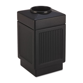 Safco&#174; Mayline&#174; Canmeleon Top-Open Receptacle, Square, Polyethylene, 38gal, Textured Black
