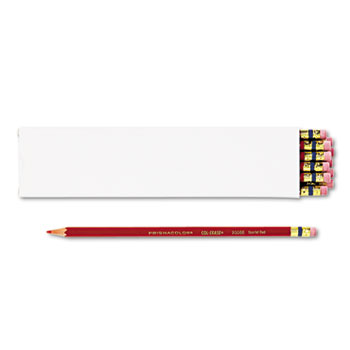 Prismacolor&#174; Col-Erase Pencil w/Eraser, Scarlet Red Lead/Barrel, Dozen