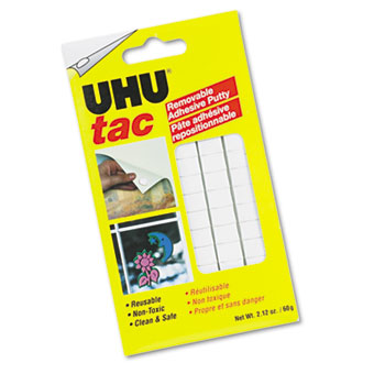 UHU Tac Adhesive Putty, Removable/Reusable, Nontoxic, 2.12 oz, 80 pieces/Pack