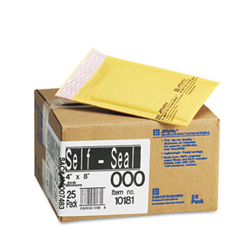 Sealed Air Jiffylite Self-Seal Mailer, Side Seam, #000, 4&quot; x 8&quot;, Golden Brown, 25/Carton
