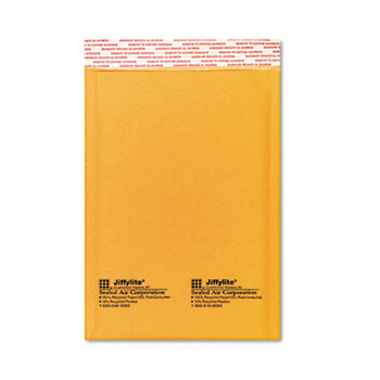 Sealed Air Jiffylite Self-Seal Mailer, Side Seam, #0, 6 x 10, Golden Brown, 10/PK