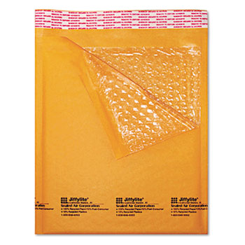 Sealed Air Jiffylite Self-Seal Mailer, Side Seam, #5, 10 1/2 x 16, Golden Brown, 10/Pack
