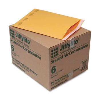 Sealed Air Jiffylite Self-Seal Mailer, Side Seam, #6, 12 1/2 x 19, Golden Brown, 50/Carton