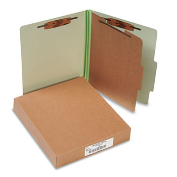ACCO&#174; Pressboard 25-Pt. Classification Folder, Letter,4-Section, Leaf Green, 10/Box