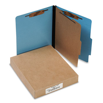 ACCO Presstex Colorlife Classification Folders, Letter, 4-Section, Light Blue, 10/Box