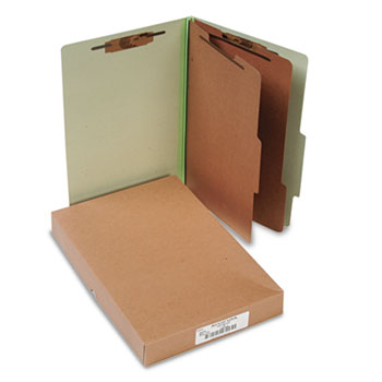 ACCO&#174; Pressboard 25-Pt. Classification Folders, Legal, Six-Section, Leaf Green, 10/Box