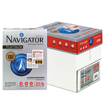 Navigator Platinum Paper, 99 Brightness, 20lb, 8-1/2 x 11, White, 2500/Carton