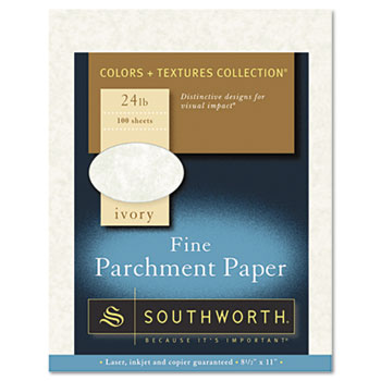 Southworth&#174; Parchment Paper, 8.5&quot; x 11&quot;, 24 lb, Ivory, Parchment, 100 Sheets/PK
