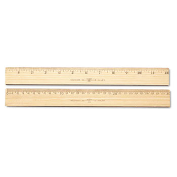 Westcott&#174; Wood Ruler, Metric and 1/16&quot; Scale with Single Metal Edge, 30 cm