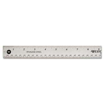 Westcott&#174; Stainless Steel Office Ruler With Non Slip Cork Base, 18&quot;