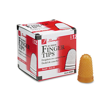 Swingline&#174; Rubber Finger Tips, Size 11, Small, Amber, DZ