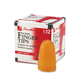 Swingline&#174; Rubber Finger Tips, Size 13, Large, Amber, 1/Dozen